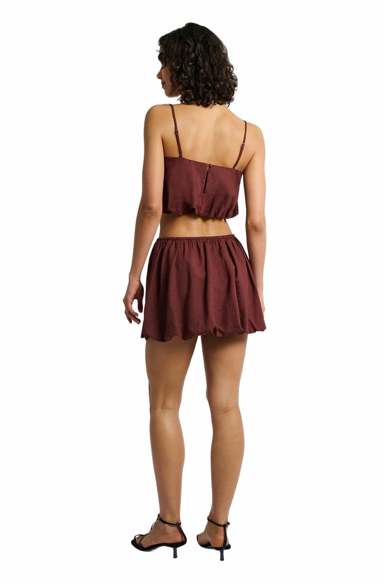 Air Linen Bubble Mini Skirt, Alternate, color, RUM
