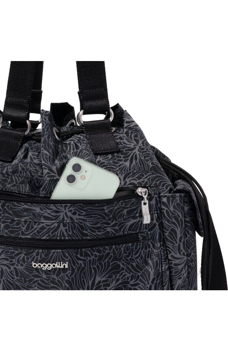 BAGGALLINI Modern Everywhere Drawstring Crossbody Bucket Bag, Alternate, color, Midnight Blossom Print
