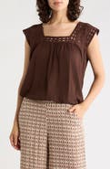 MAX STUDIO Open Stitch Square Neck Top