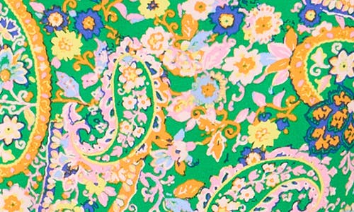 Vince Camuto Paisley Floral Tiered Balloon Sleeve Top In Green Multi
