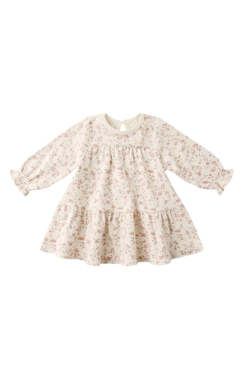 QUINCY MAE Garden Print Organic Cotton Tiered Dress, Main, color, Ivory