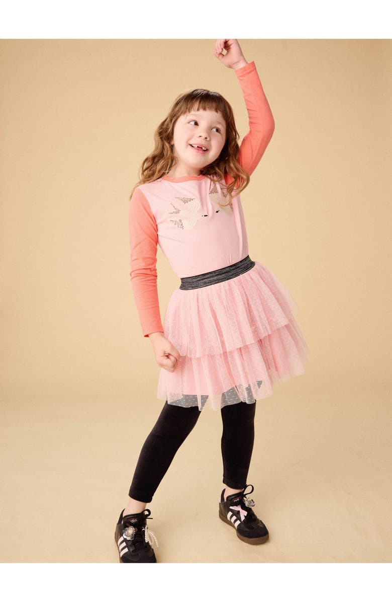 Tea Collection Embroidered Magpies Blocked Tee, Alternate, color, Cherry Blossom