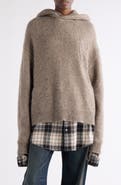 Acne Studios Krisp Layered Yak Hair & Alpaca Blend Sweater Hoodie