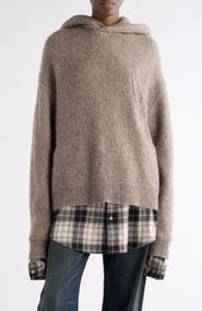 Acne Studios Krisp Layered Yak Hair & Alpaca Blend Sweater Hoodie
