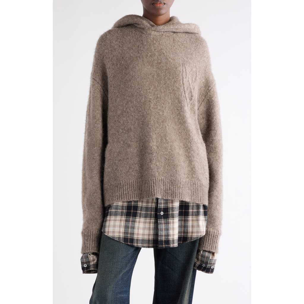 Acne Studios Krisp Layered Yak Hair & Alpaca Blend Sweater Hoodie In Neutral