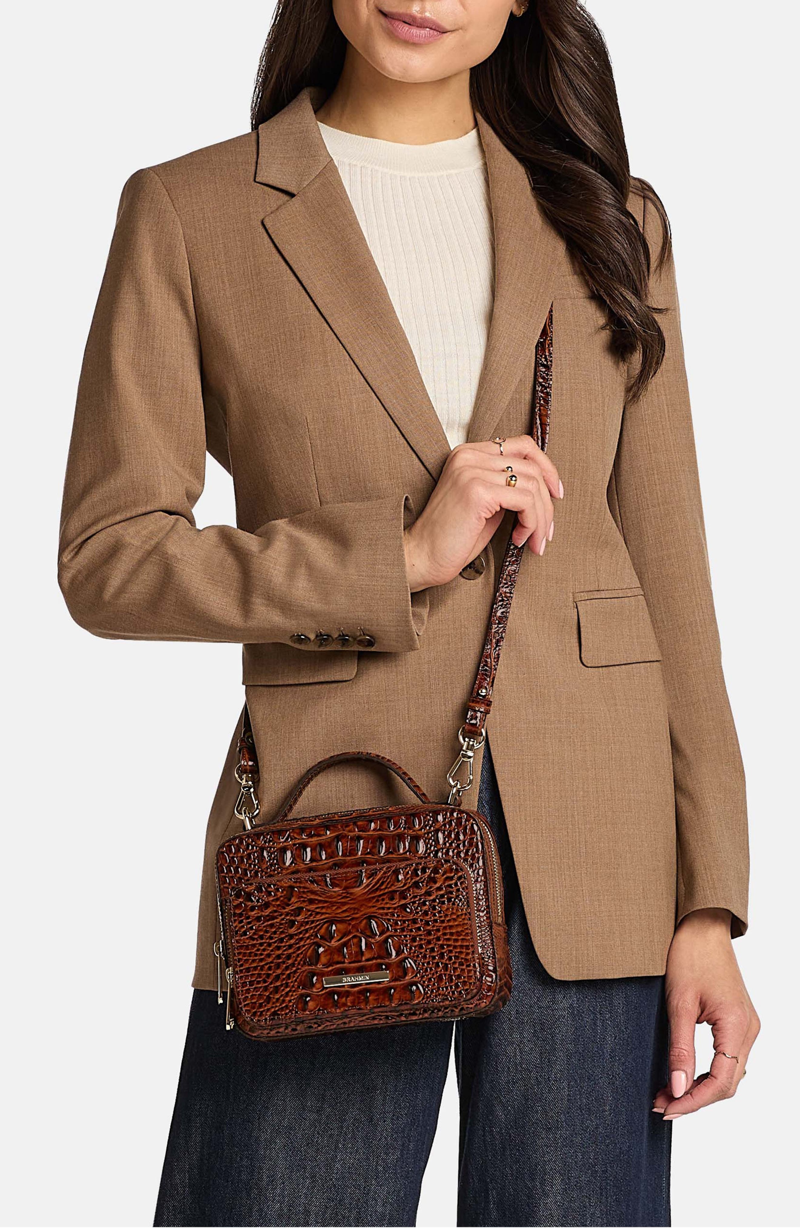 Brahmin Tori Croc Embossed Leather Top Carry Handle Bag, Alternate, color, 