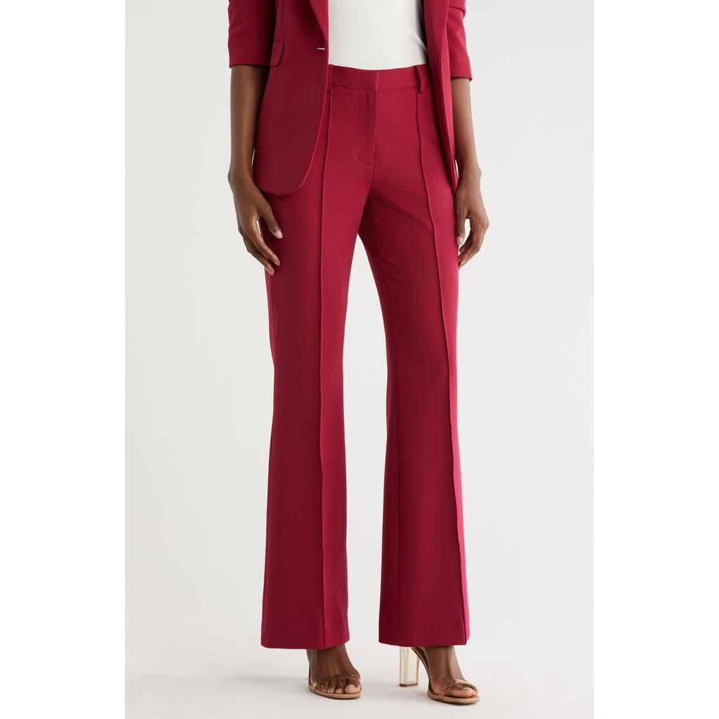 Dkny Pintuck Flare Leg Pants In Burgundy