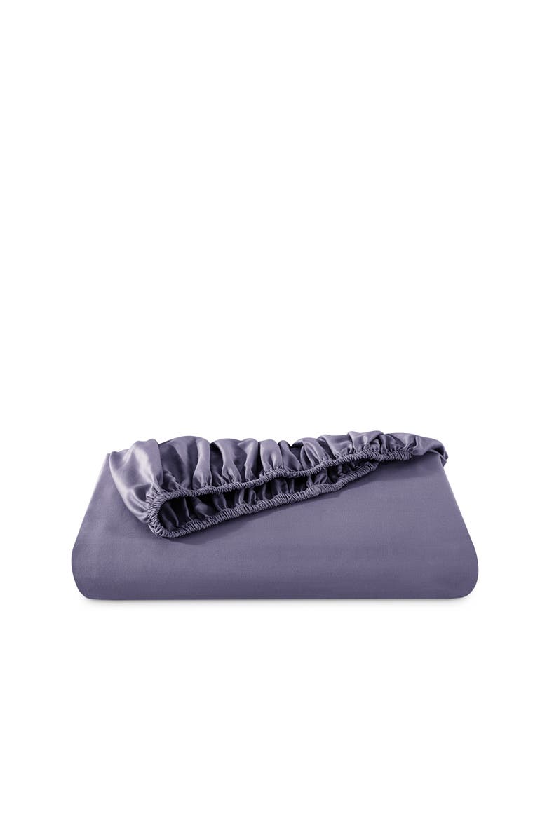 400 Thread Count Organic Cotton Sateen Fitted Sheet - Full XL, Main, color, Dusty Purple