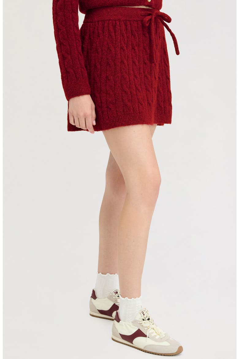 Cable Knit Miniskirt, Alternate, color, DARK CHERRY