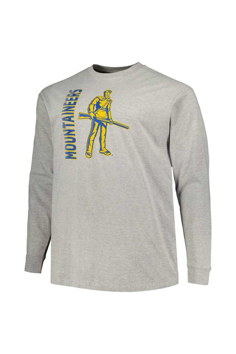 Men's Champion Heather Gray West Virginia Mountaineers Big & Tall Mascot Long Sleeve T-Shirt, Alternate, color, Heather Gray