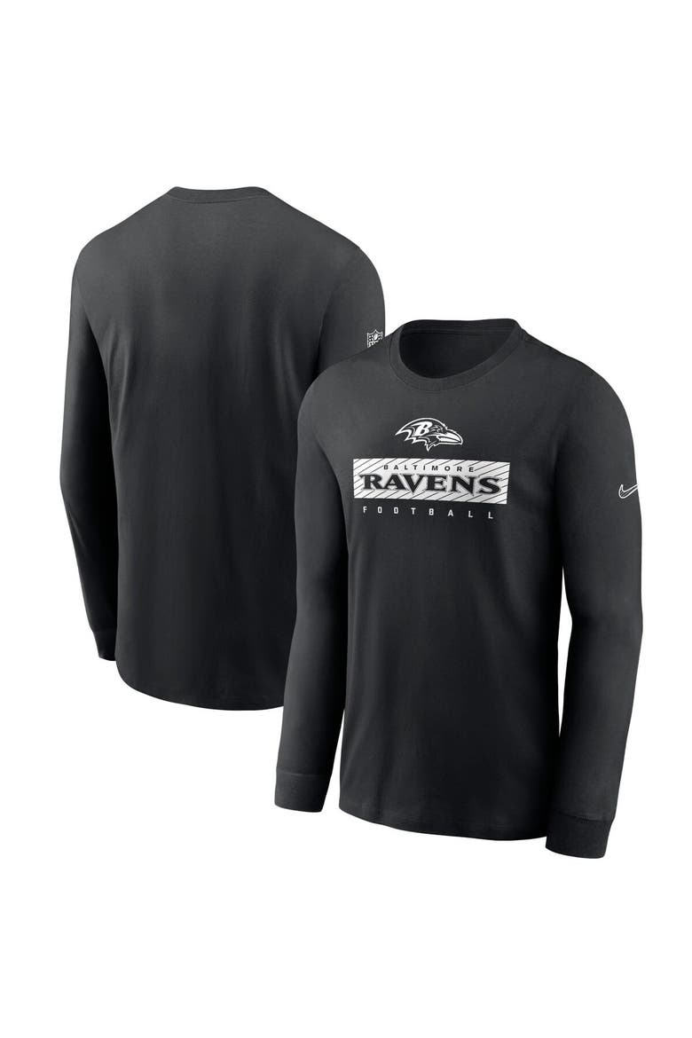 Men's Nike Black Baltimore Ravens Sideline Performance Long Sleeve T-Shirt, Main, color, Black