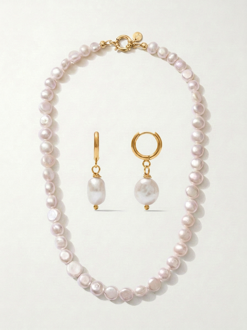 Pete Strand Necklace & Pete Pearl Earring Value Set