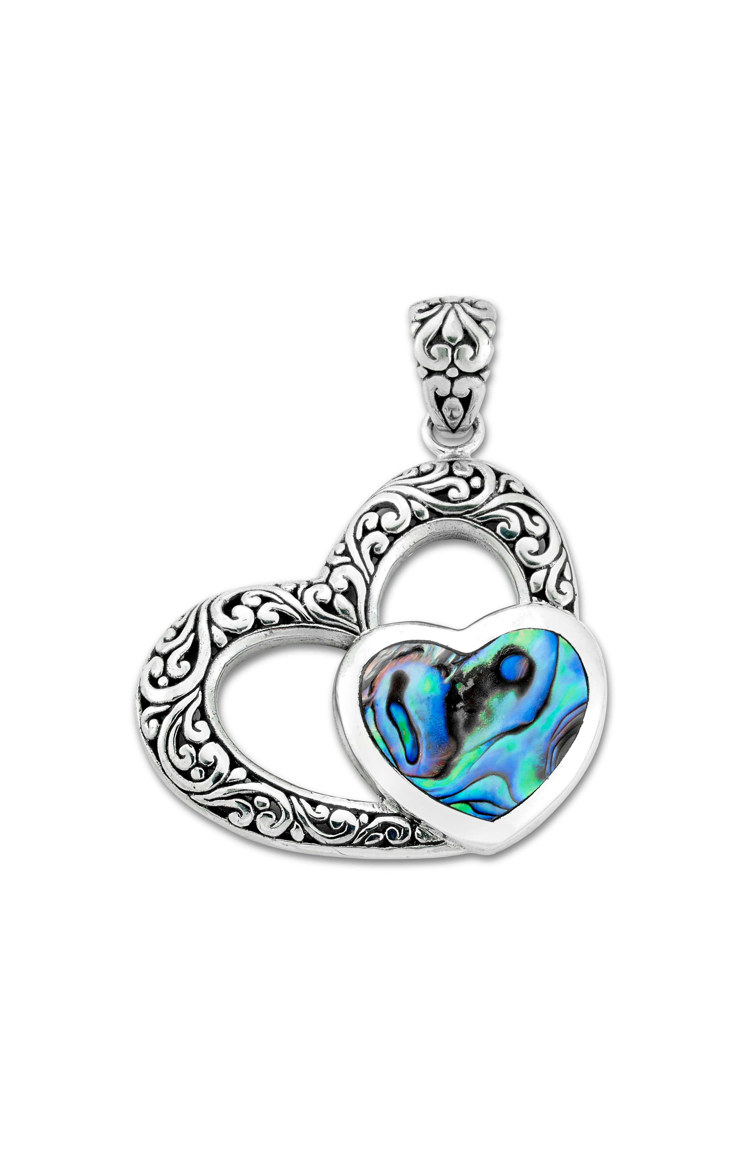 SAMUEL B. Abalone Filigree Heart Pendant