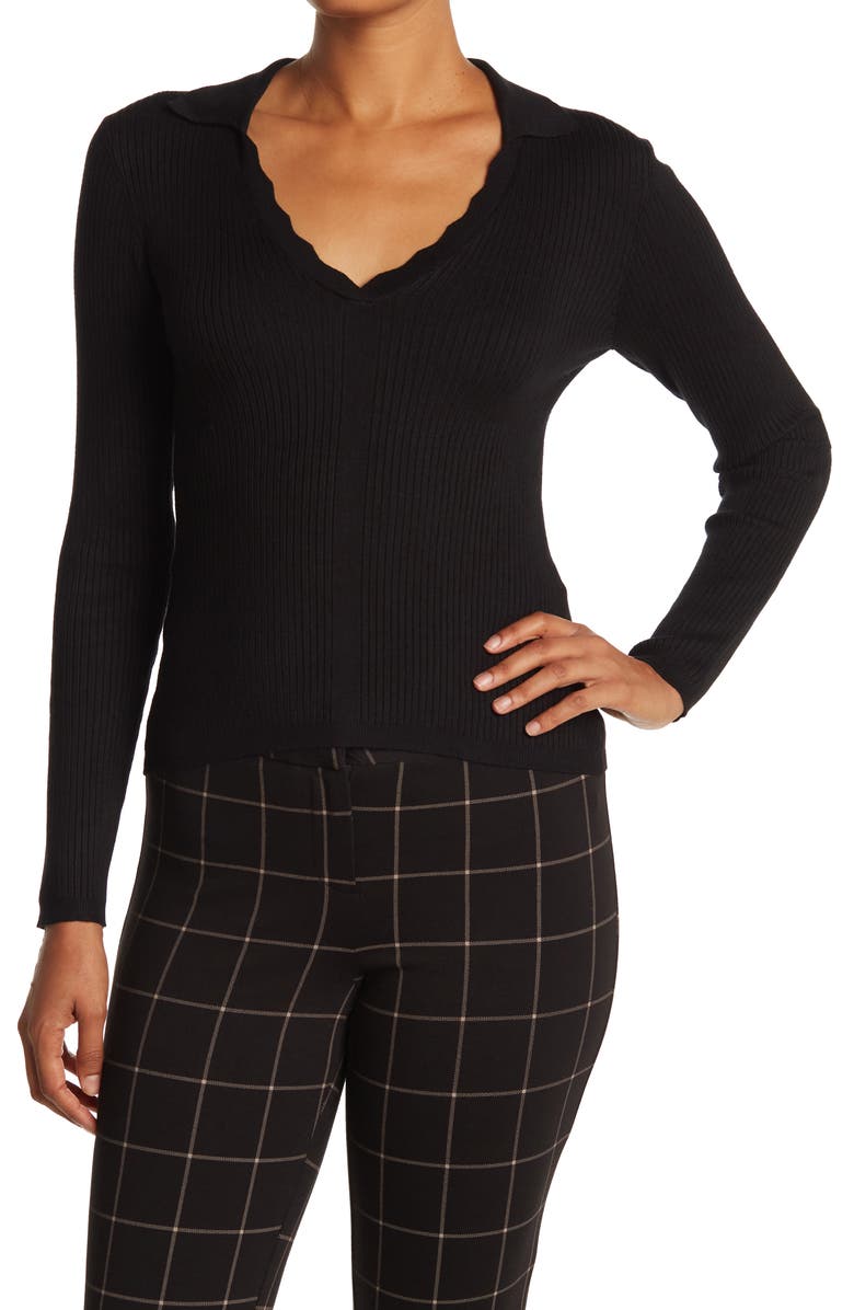 Laundry by Shelli Segal Ribbed Knit Polo Sweater, Main, color, 