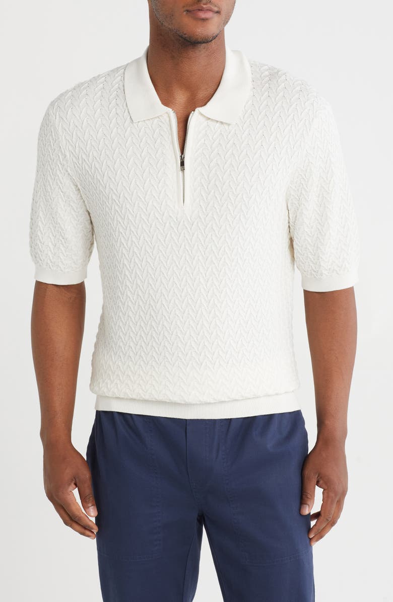 TRUTH Textured Quarter Zip Polo, Main, color, Ivory