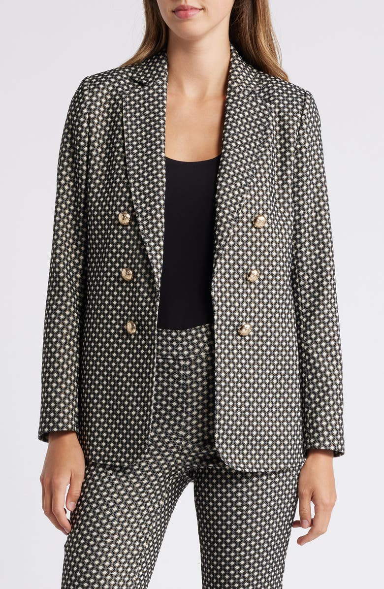 Anne Klein Metallic Open Front Blazer, Main, color, 