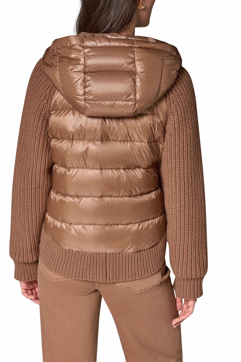 Mixed Media Down Fill Hooded Shirtjacket, Alternate, color, CAMEL