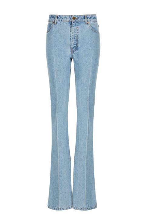 Denim high-waisted jeans