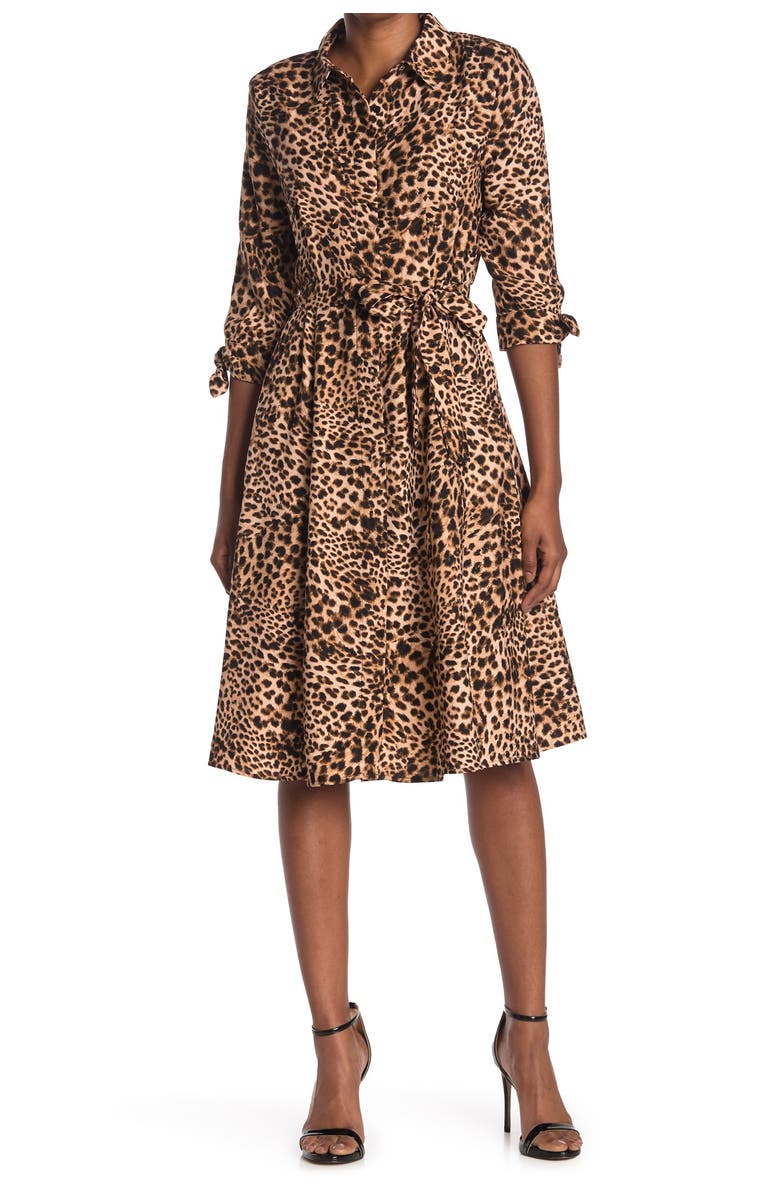 Calvin Klein Animal Print Shirtdress, Main, color, 