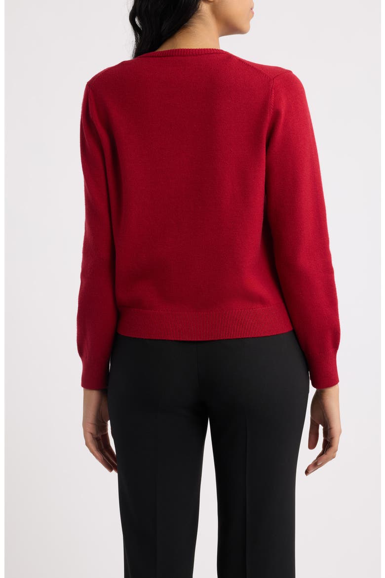 Embellished Bow Button Cardigan, Alternate, color, TITIAN RED