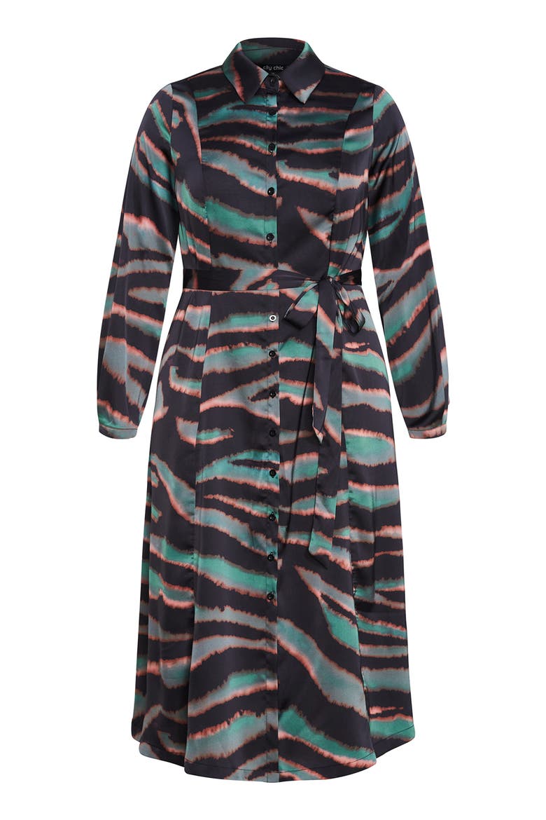 Untamed Long Sleeve Shirtdress, Alternate, color, TEAL UNTAMED
