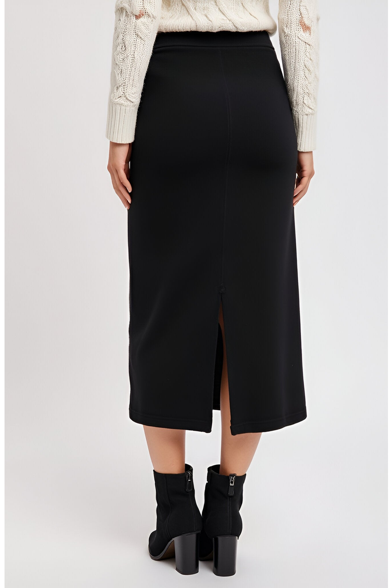 Soft Stretch Knit Midi Skirt, Alternate, color, Black