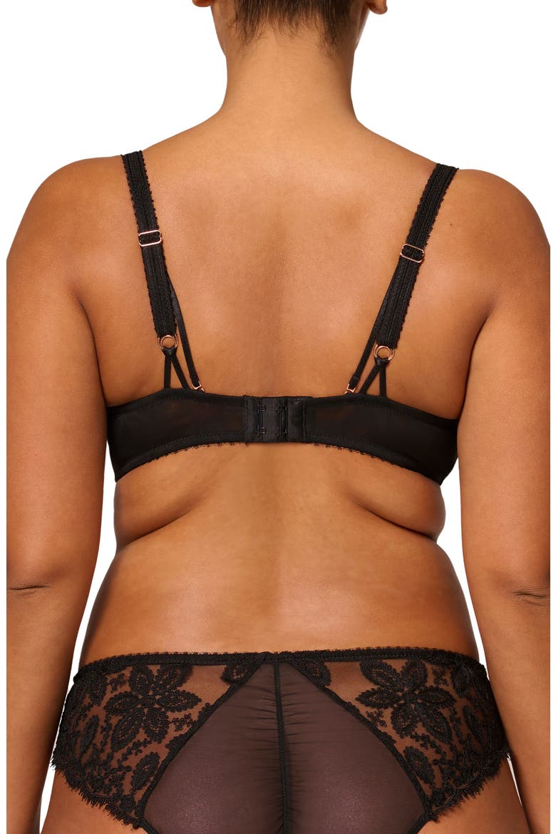 Embroidered Underwire Strappy Full Cup Plunge Bra, Alternate, color, BLACK