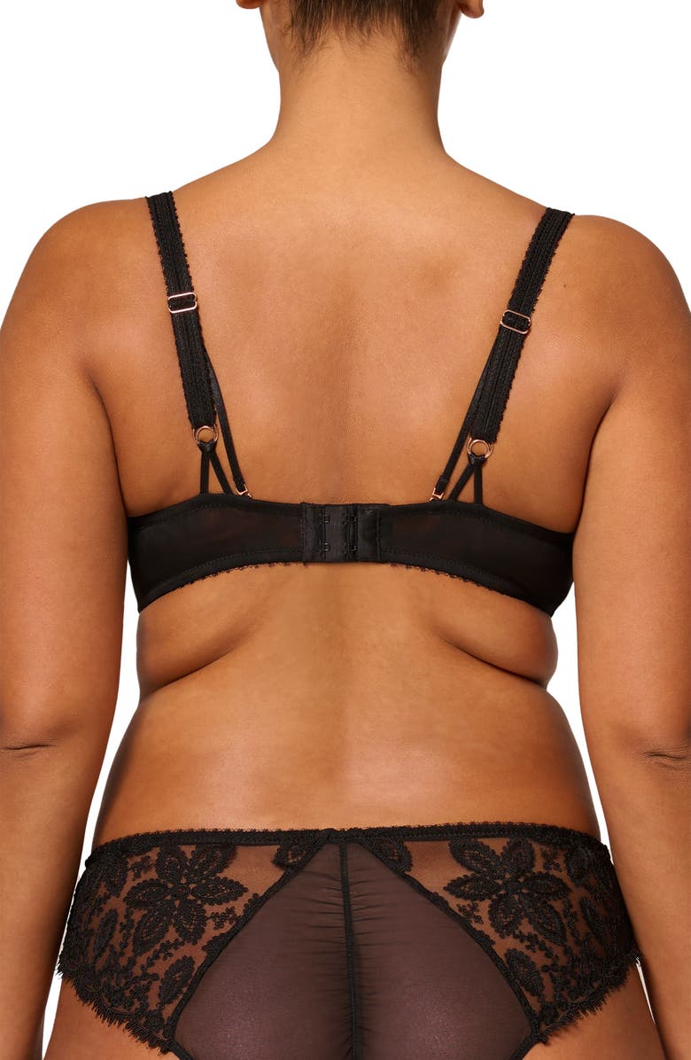 Simone Perele Embroidered Underwire Strappy Full Cup Plunge Bra, Alternate, color, Black