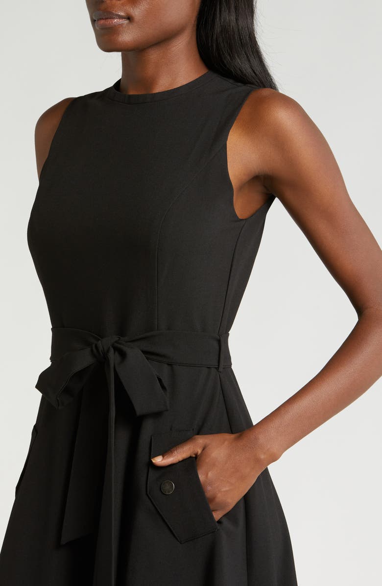 Nordstrom Tie Belt Fit & Flare Dress, Alternate, color, Black