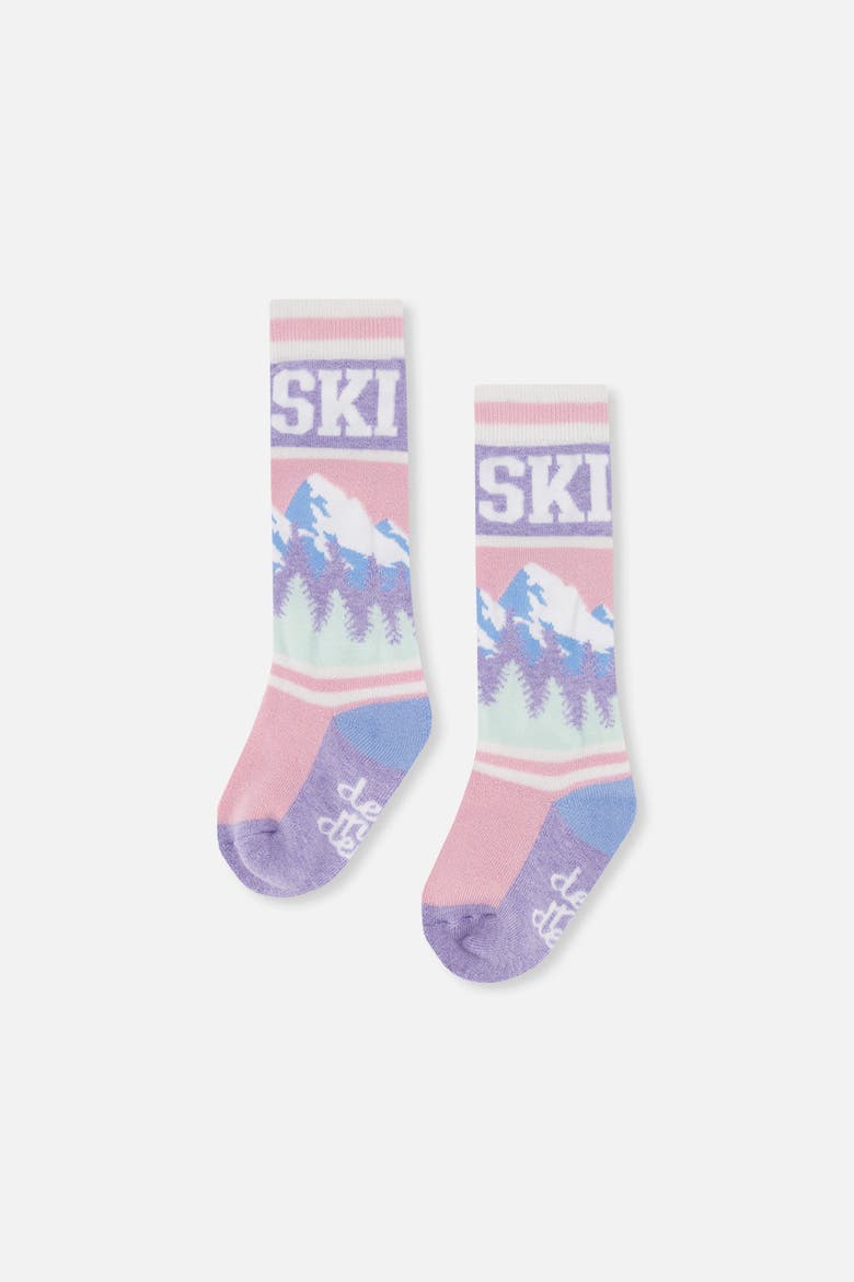 Mountain Graphic Merino Wool Ski Socks, Main, color, Light Pink