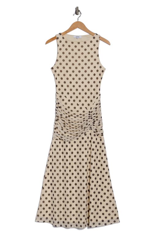 Afrm Los Angeles Loren Polka Dot Sleeveless Dress In Neutral