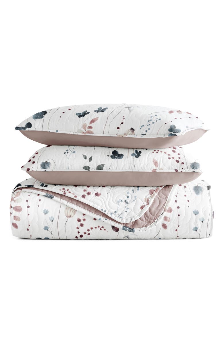 HOMESPUN Pattern Reversible Quilt & Sham Set, Main, color, Mauve