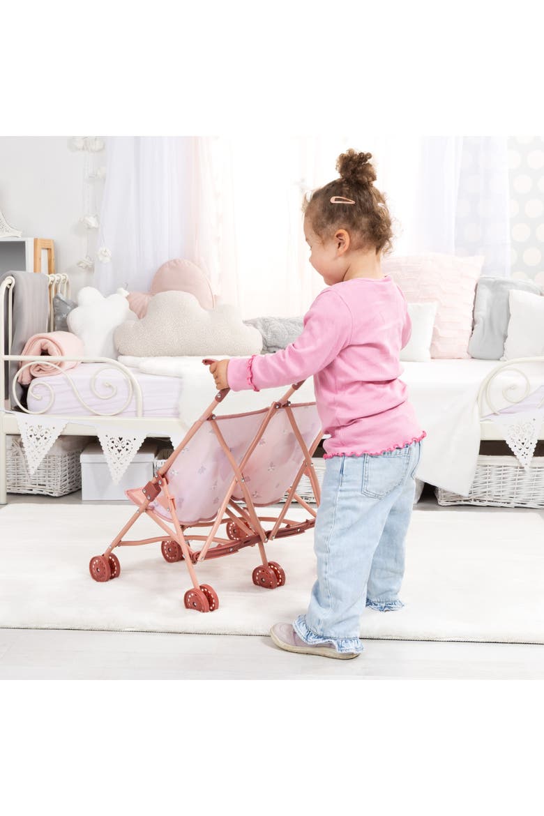 Doll Twin Buggy Double Umbrella Stroller Fits 18" Dolls, Ages 18mo+, Alternate, color, Multicolored