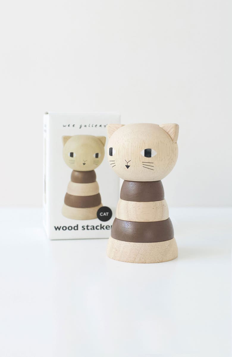 Wee Gallery Pets Beginner Floor Puzzle and Wooden Toy Stacker Bundle, Alternate, color, Pets