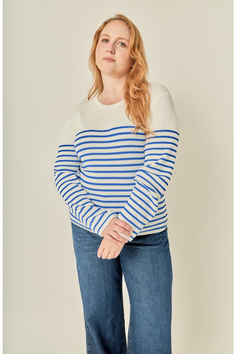 Stripe Sweater, Alternate, color, WHITE/ BLUE