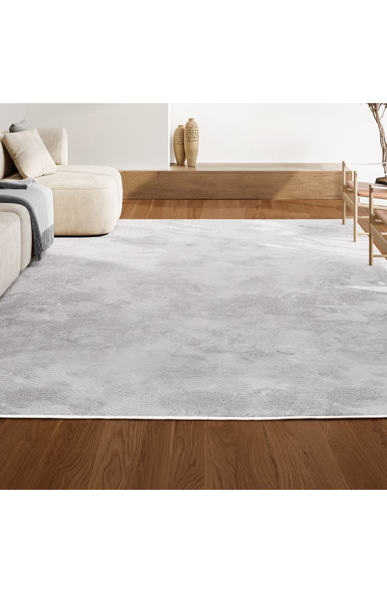 JONATHAN Y Porter Geometric Art Deco Fan Pattern High-Low Area Rug, Alternate, color, White/Light Gray