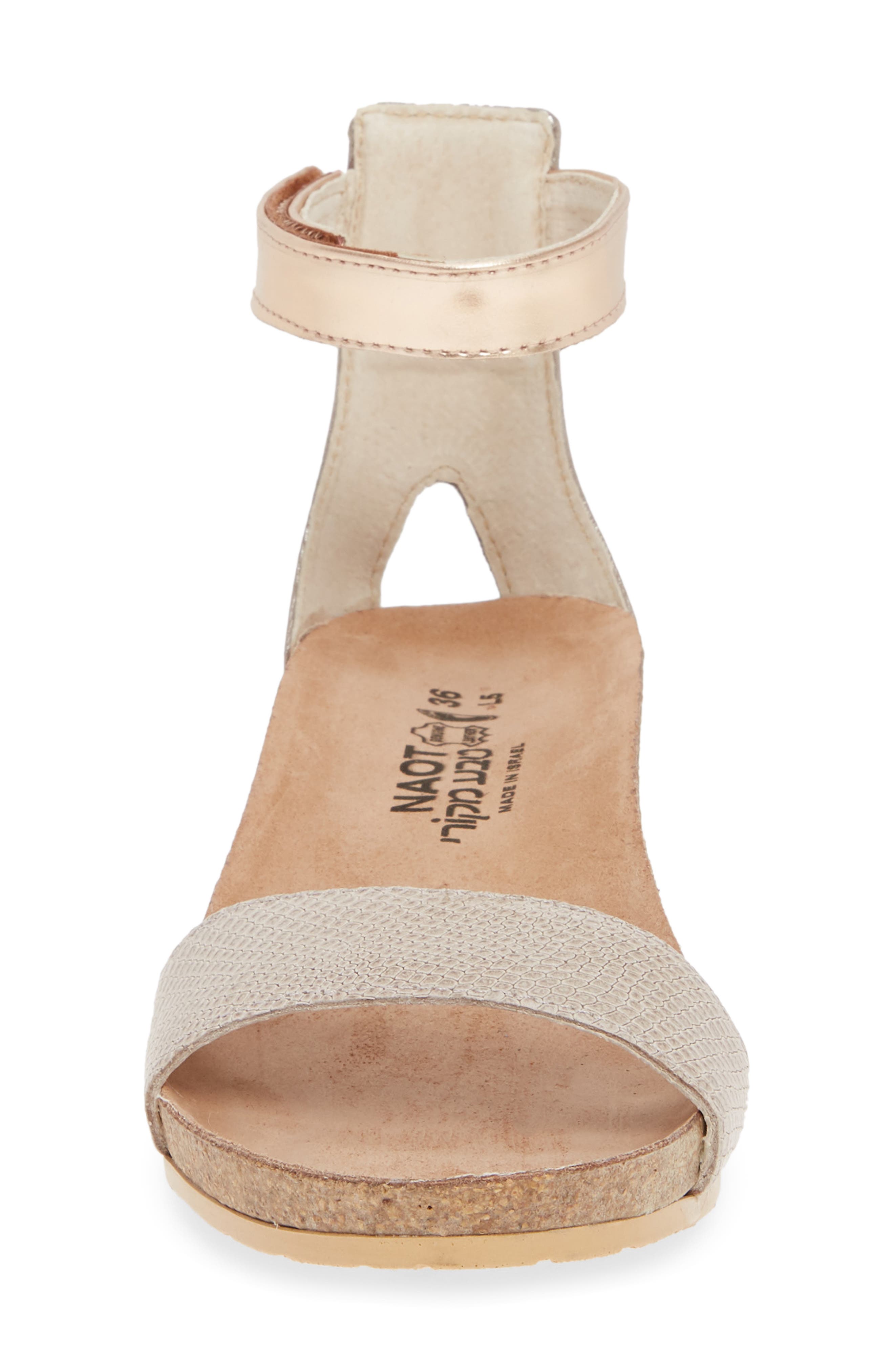 Naot 'Pixie' Sandal, Alternate, color, Beige Lizard/ Silver Leather