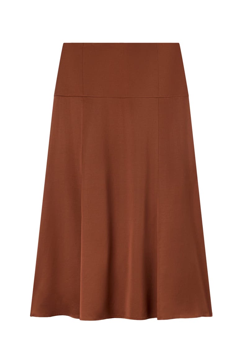 Panel Waist Satin Midi Skirt, Alternate, color, Brown
