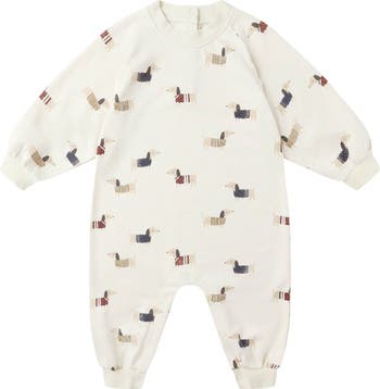 Dachsund Print French Terry Romper