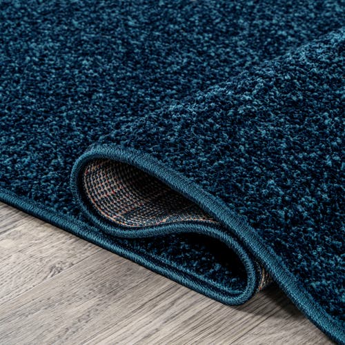 Jonathan Y Haze Solid Low-pile Round Area Rug In Sapphire/blue