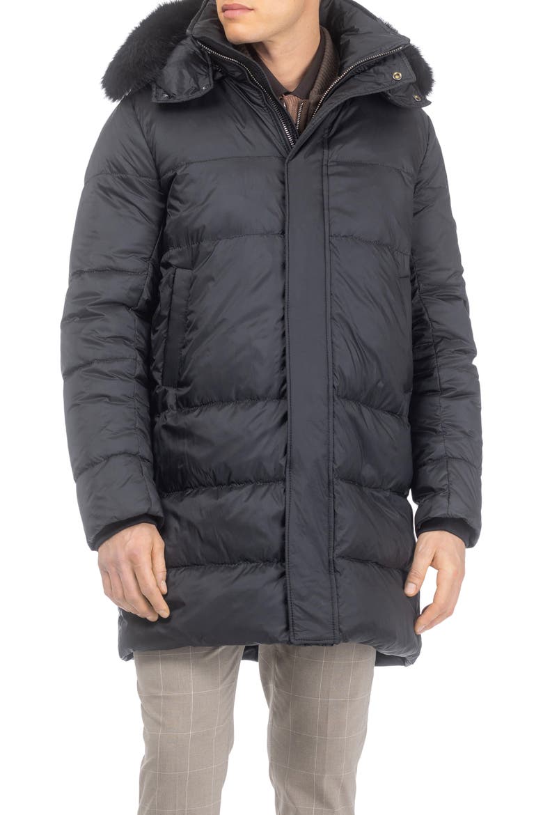 Men's Apres-Ski Parka with Detachable Toscana Lamb Hood Trim, Main, color, Black/Black