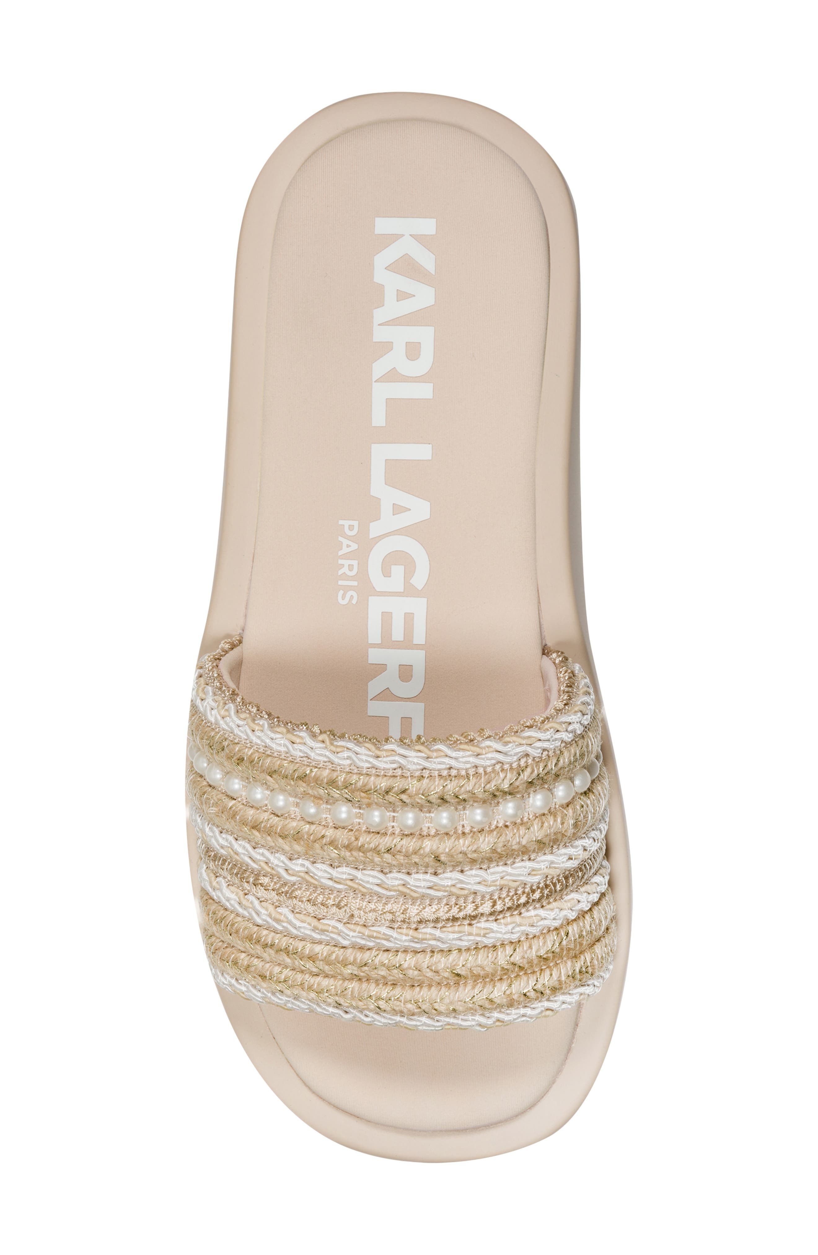 KARL LAGERFELD PARIS Ortley Platform Wedge Slide Sandal, Alternate, color, Natural