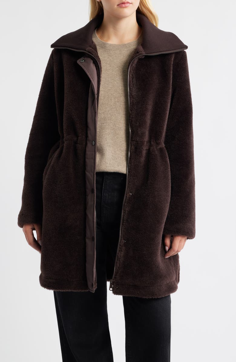 Bernardo Super Soft Faux Shearling Coat, Alternate, color, Chocolate