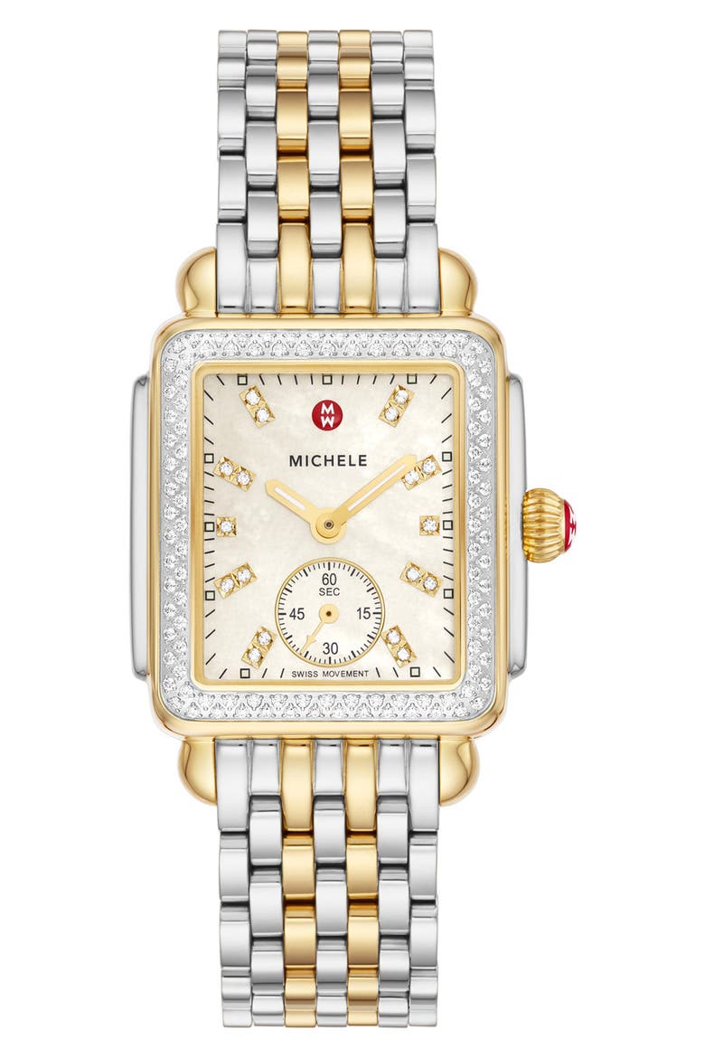 Deco Mid Diamond Bracelet Watch, 29mm, Main, color, TWO TONE