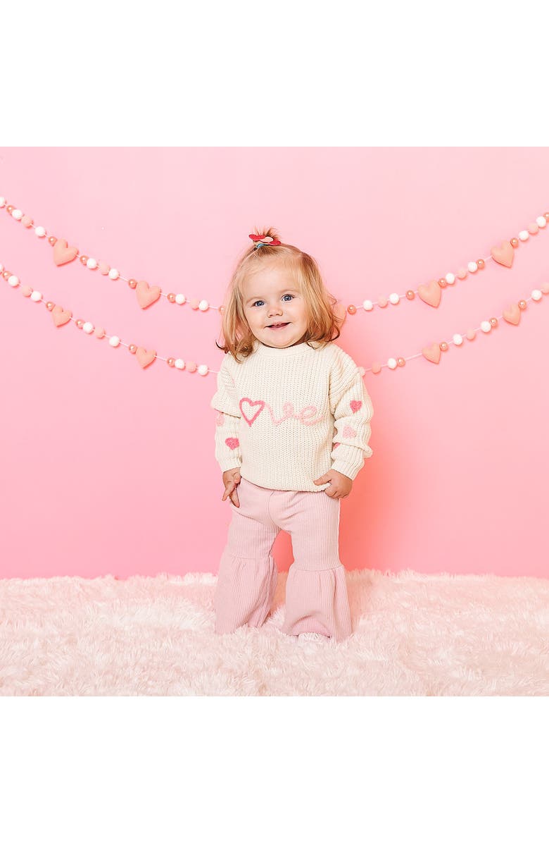 Sweet Wink Ditsy Love Valentine
s Day Knit Sweater, Alternate, color, Natural