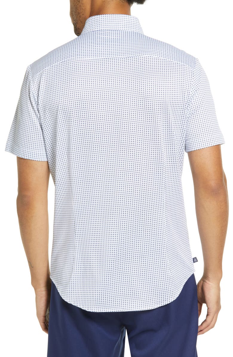 Mizzen+Main Halyard Dot Short Sleeve Button-Up Shirt, Alternate, color, Blue Geo Twill Print