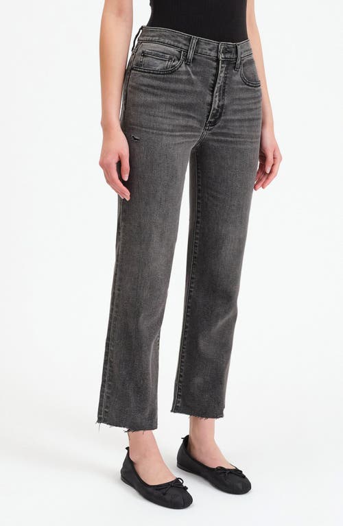 Daze Straight Up Raw Hem High Waist Ankle Straight Leg Jeans