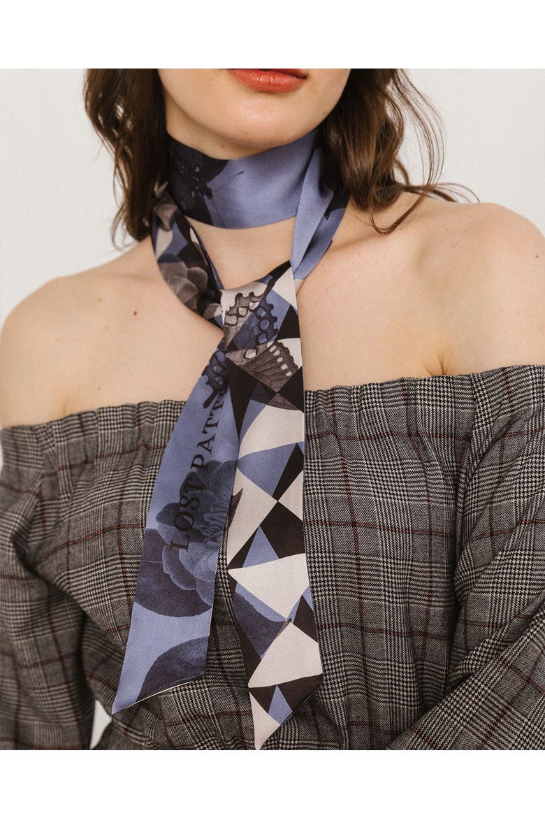 "Prism" Silk Skinny Scarf, Alternate, color, Blue