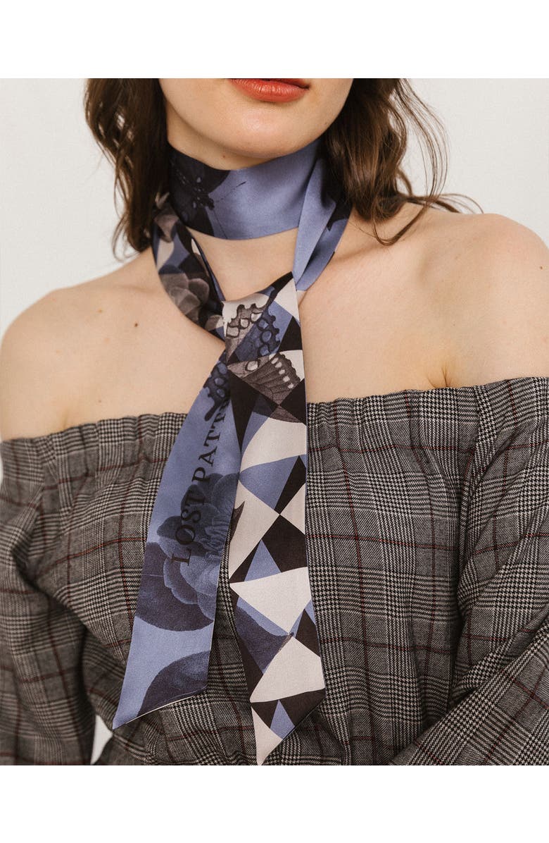 Lost Pattern "Prism" Silk Skinny Scarf, Alternate, color, Blue