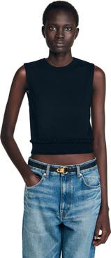SANDRO Ruffled cropped sweater
